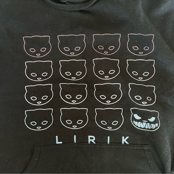 LIRIK Design by Humans Black Cat Face Hoodie Size Small - Picture 4 of 11